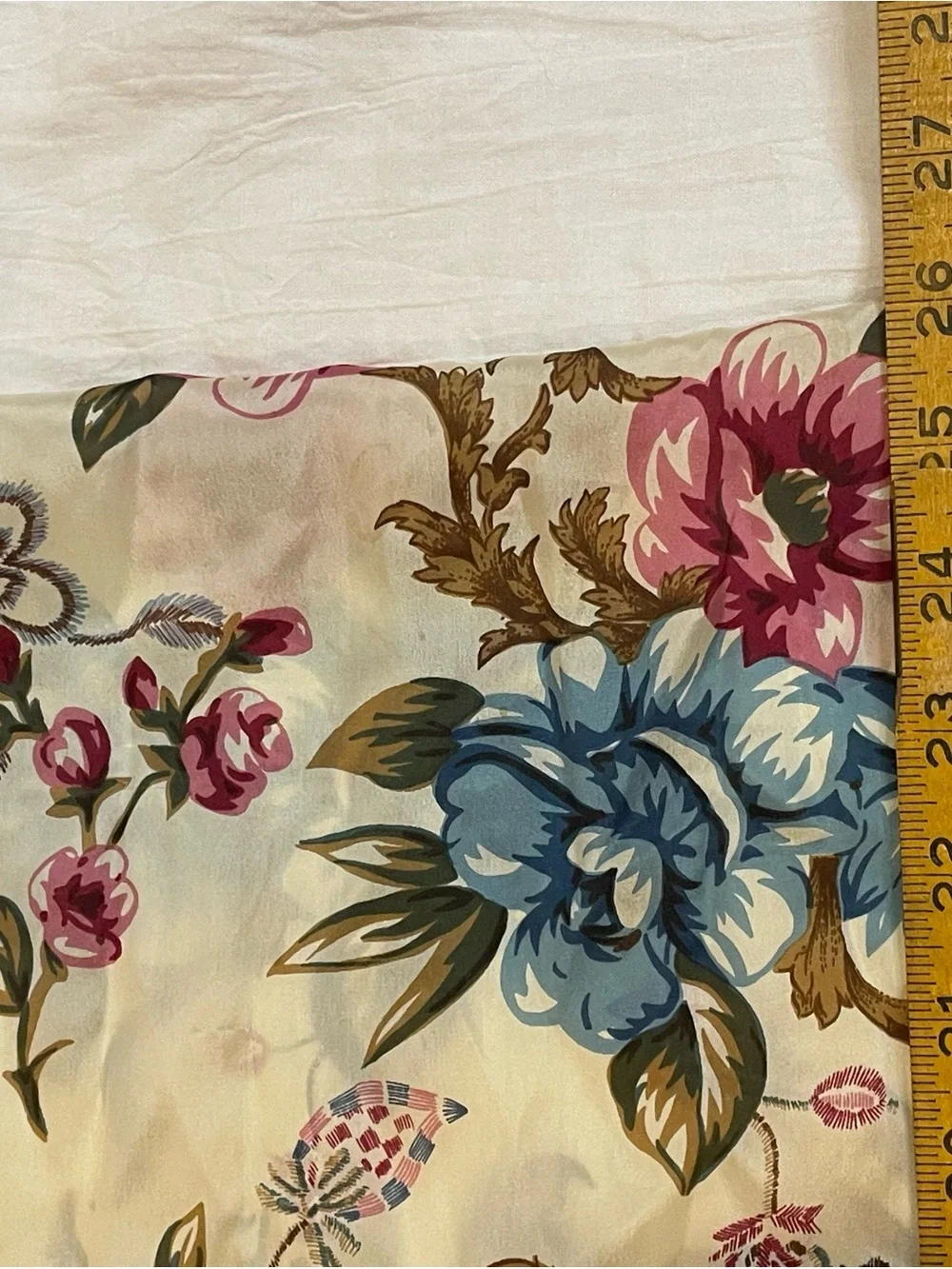 Vintage Vera Floral Scarf Blue Pink Cream Baroque Cottagecore Sheer Wrap 52”x10”